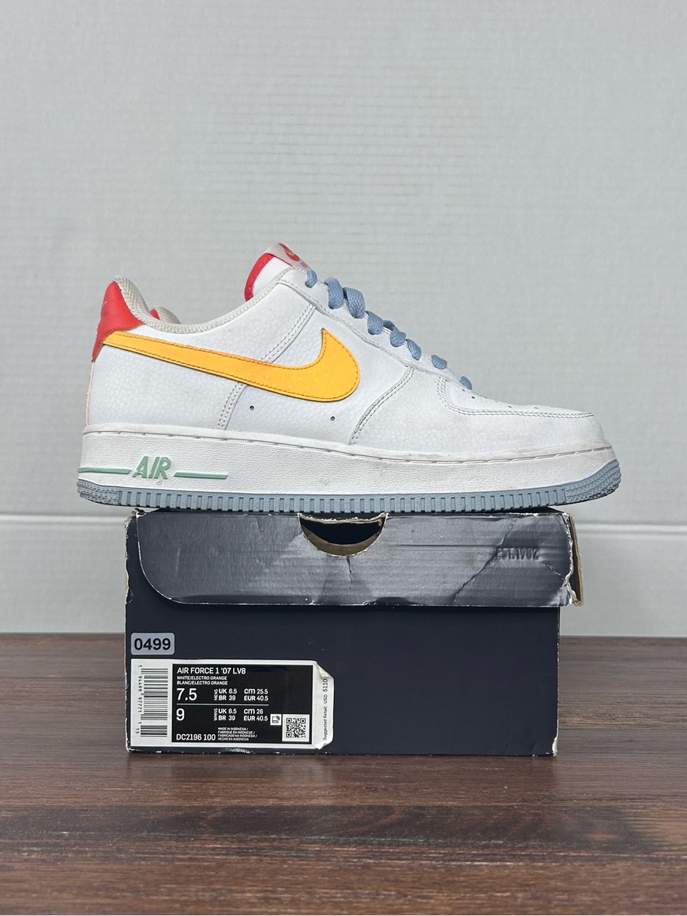 Nike Air Force 1 Low Kindness Day White Laser Orange Light Armony Blue M7.5/W9